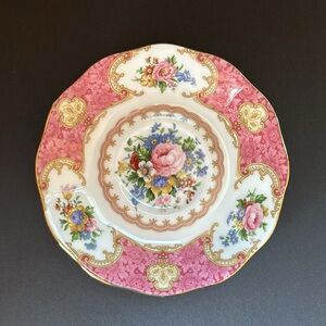 Royal Albert England Lady Carlyle Extra Teacup Saucer Pink Rim Multicolor Floral